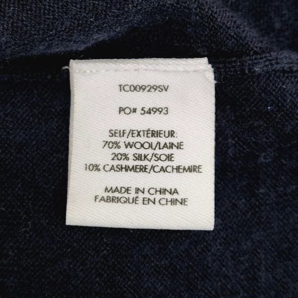 Derek Lam 10 Crosby Ventura V-Neck Sweater Medium Navy Wool Silk Cashmere - Picture 8 of 9